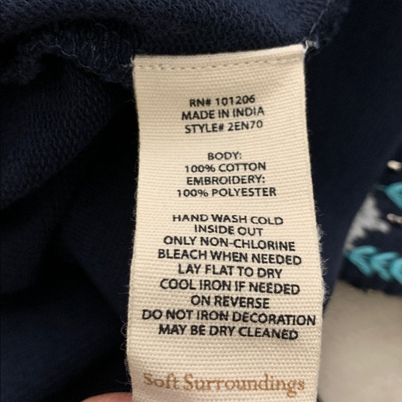 Soft Surroundings Dahlia Fair Isle Sweatshirt Blue Embroidered Beaded Sz M - Picture 6 of 10